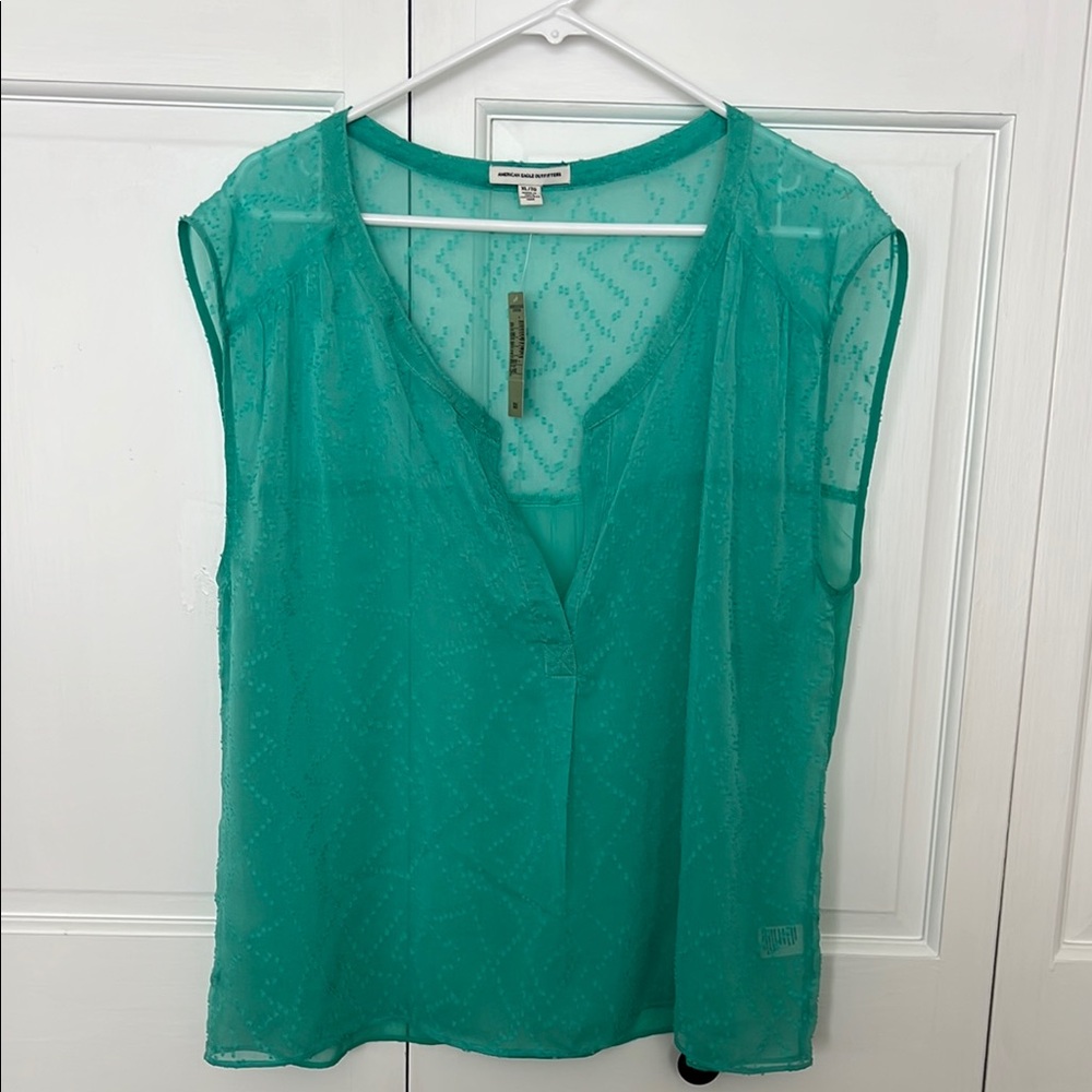 NWT American Eagle Sheer Green Sleeveless Top